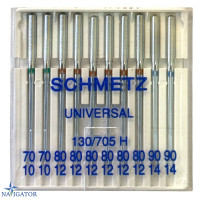 Игла Universal 130/705 H № 70(2 шт), 80(6 шт), 90(2 шт) 10 шт