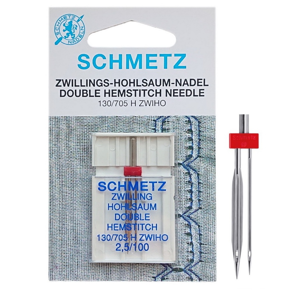 Подвійна голка для мережки Schmetz Double Hohlsaum Hemstitch 130/705 H ZWIHO № 100/2.5