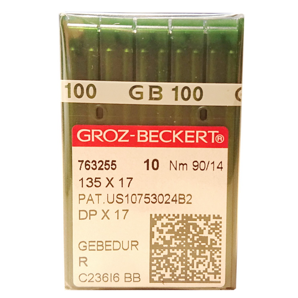 ИГЛА ШВЕЙНАЯ ПРОМЫШЛЕННАЯ GROZ BECKERT DPx17 № 90 GEBEDUR 10 шт для колонковых и прямострочных машин, тяжелые ткани и кожаные изделия