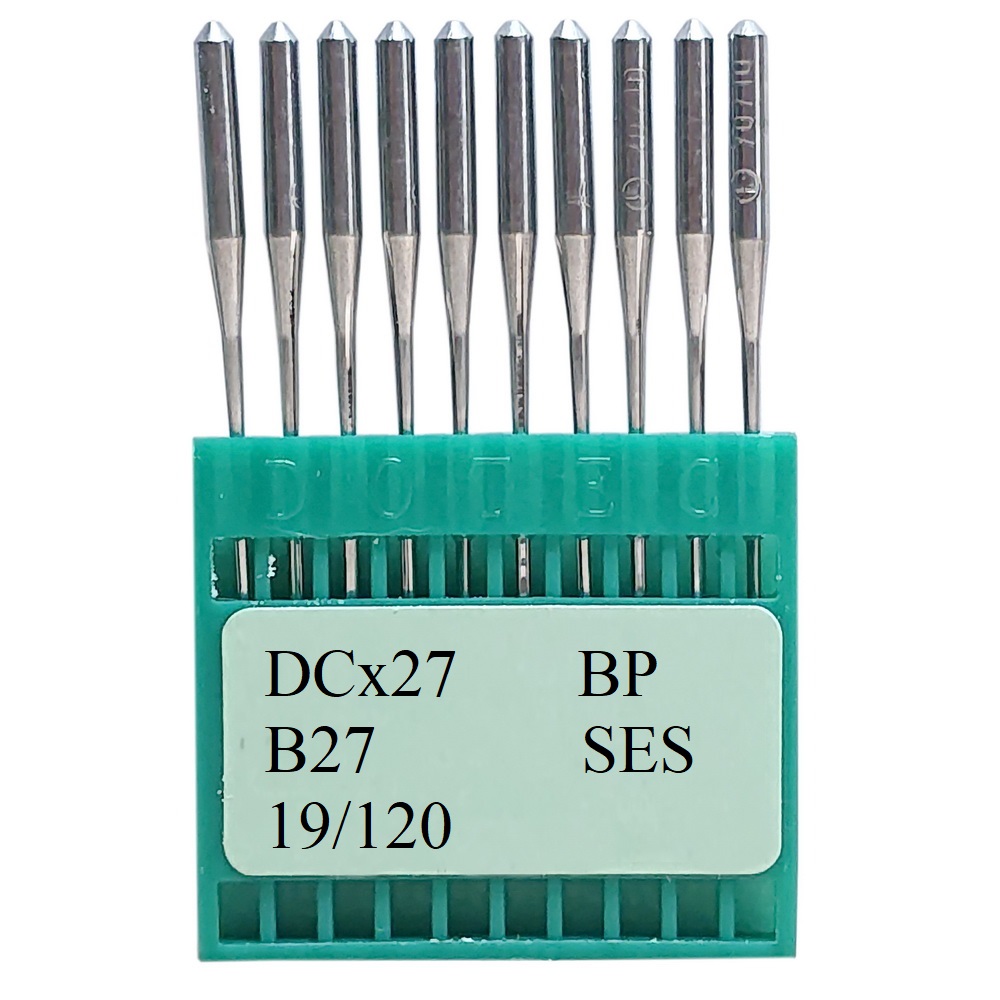 Промислові швейні голки Dotec DCx27 BP, B27 SES № 120 для оверлоків, 100 шт.