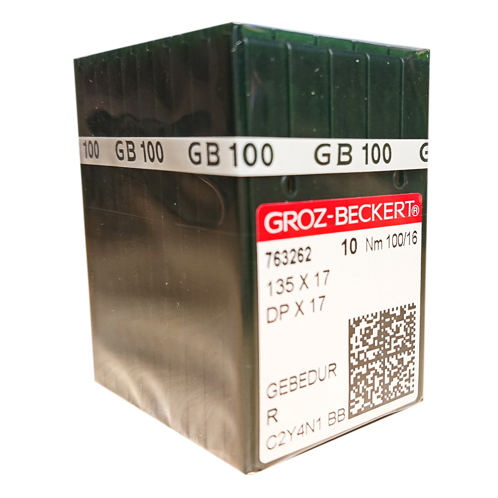 ИГЛА ШВЕЙНАЯ ПРОМЫШЛЕННАЯ GROZ BECKERT DPx17 № 100 GEBEDUR 100 шт для колонковых и прямострочных машин, тяжелые ткани и кожаные изделия