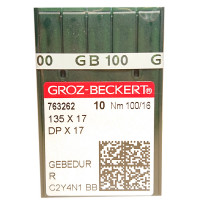 ГОЛКА ШВЕЙНА ПРОМИСЛОВА GROZ BECKERT DPx17 № 100 GEBEDUR 10 шт для колонкових та прямострокових машин, важкі тканини та шкіряні вироби