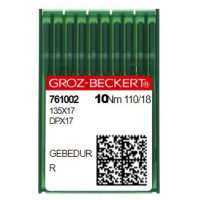 ИГЛА ШВЕЙНАЯ ПРОМЫШЛЕННАЯ GROZ BECKERT DPx17 № 110 GEBEDUR 10 шт для колонковых и прямострочных машин, тяжелые ткани и кожаные изделия