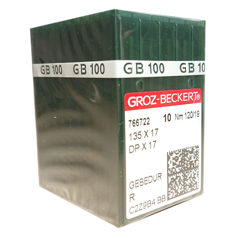 ИГЛА ШВЕЙНАЯ ПРОМЫШЛЕННАЯ GROZ BECKERT DPx17 № 120 GEBEDUR 100 шт для колонковых и прямострочных машин, тяжелые ткани и кожаные изделия
