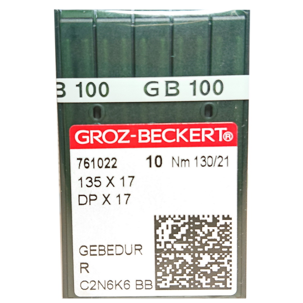 ИГЛА ШВЕЙНАЯ ПРОМЫШЛЕННАЯ GROZ BECKERT DPx17 № 130 GEBEDUR 10 шт для колонковых и прямострочных машин, тяжелые ткани и кожаные изделия