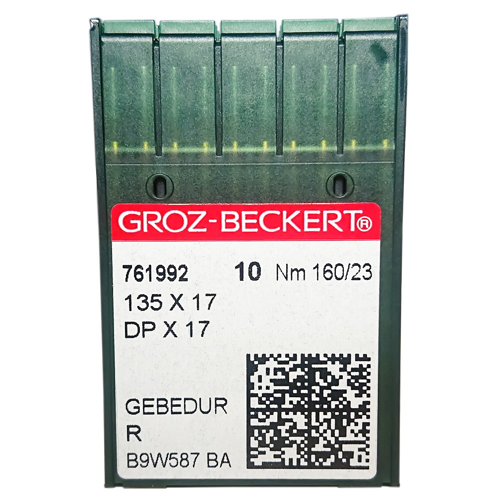 ИГЛА ШВЕЙНАЯ ПРОМЫШЛЕННАЯ GROZ BECKERT DPx17 № 160 GEBEDUR 10 шт для колонковых и прямострочных машин, тяжелые ткани и кожаные изделия