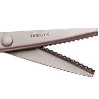Ножиці кравецькі Tigertex A-85 зигзаг 5 мм з червоно-чорними ручками