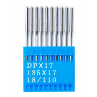 Промышленные швейные иглы Dotec DPx17 № 18/110 для колонковых и прямострочных машин, тяжелые ткани и кожаные изделия