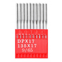 Промышленные швейные иглы Dotec DPx17 № 9/65 для колонковых и прямострочных машин, тяжелые ткани и кожаные изделия