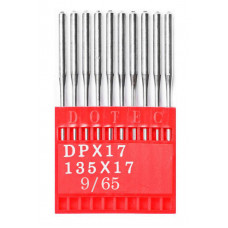 Промислові швейні голки Dotec DPx17 № 9/65 для колонкових і прямострочних машин, важкі тканини та шкіряні вироби