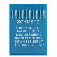 Голка Schmetz DBx1 SES SERV 7, 16x231 SES SERV 7, 287 WH SES SERV 7, 1738 (A) SES SERV 7 № 90 10 шт.