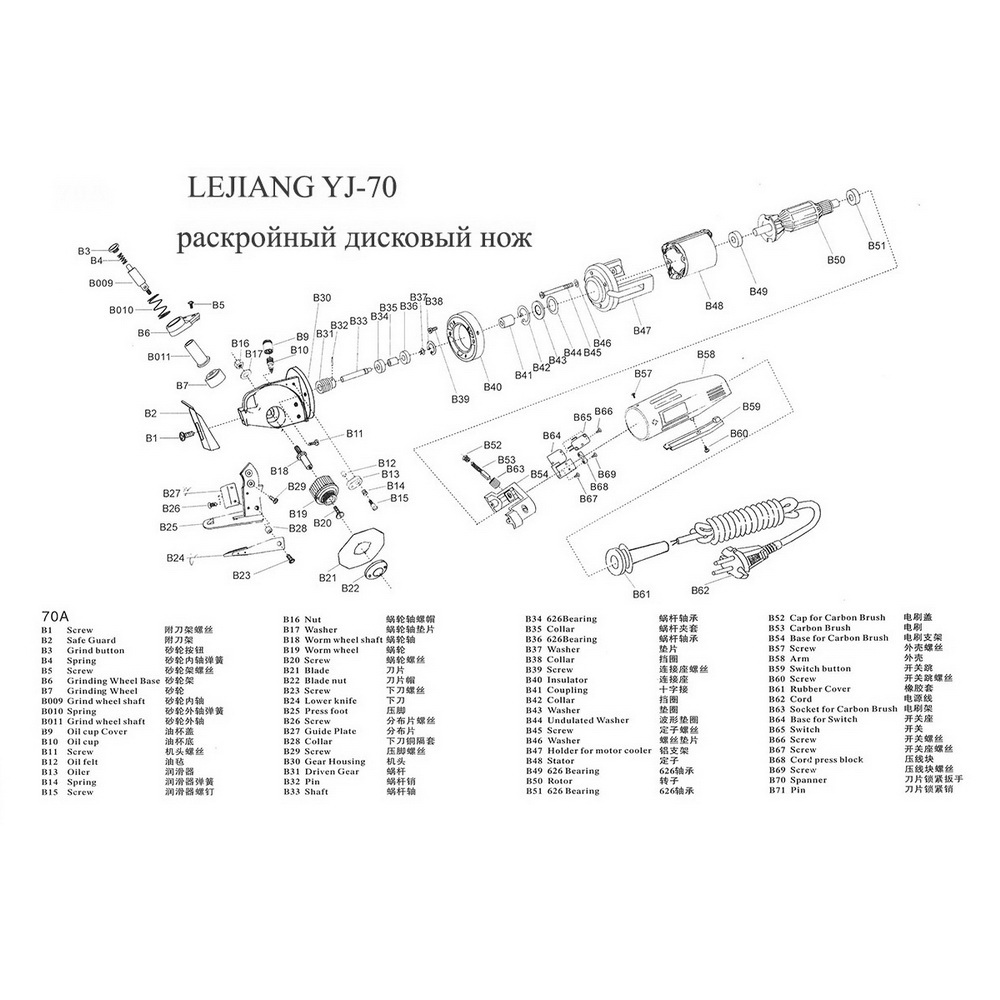 Дисковий розкрійний ніж Lejiang YJ-70