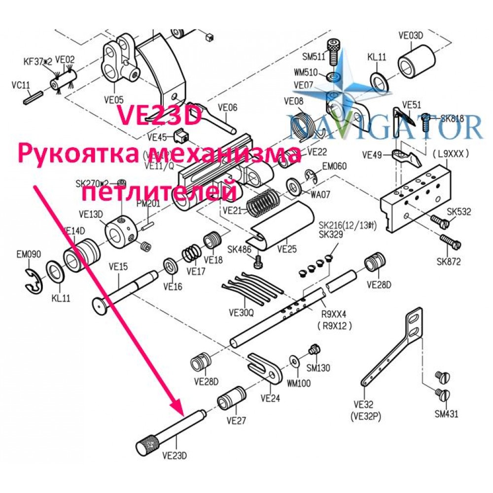 Рукоятка механізму петельників VE23D