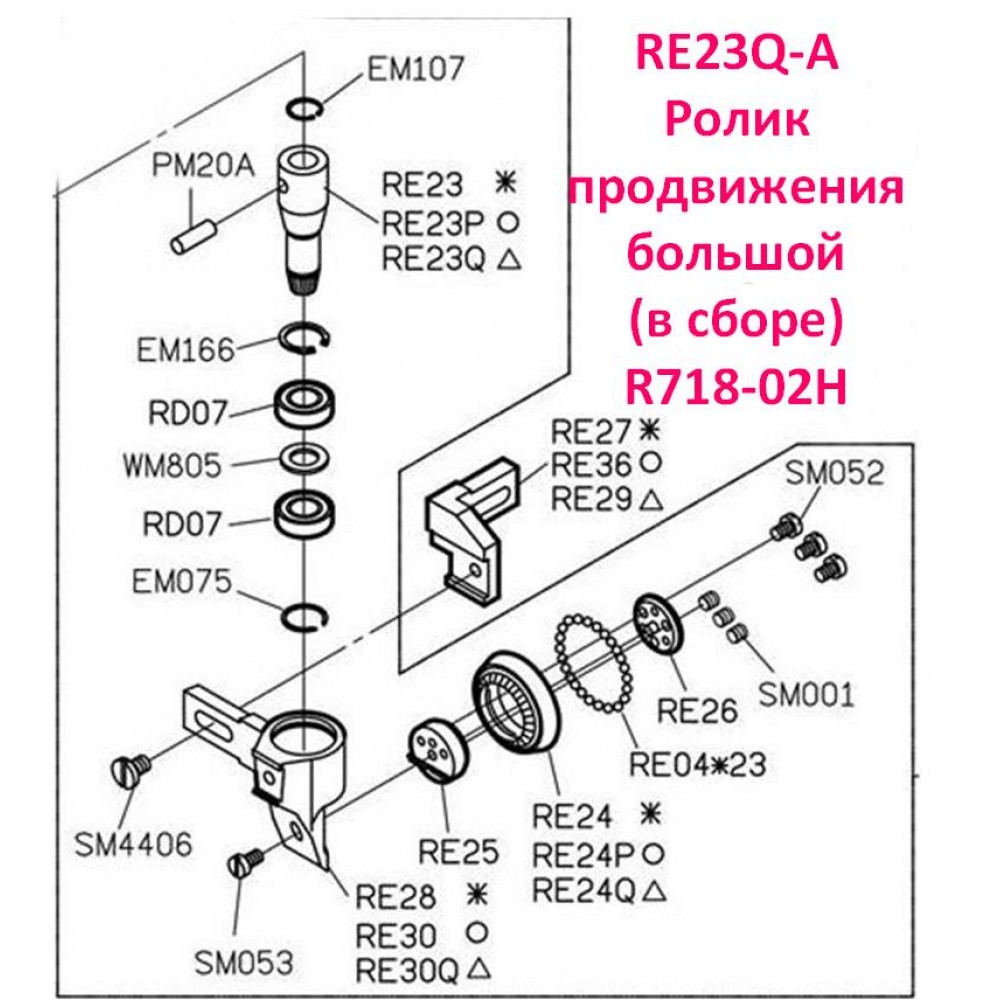 Ролик просування RE23Q-A великий в зборі