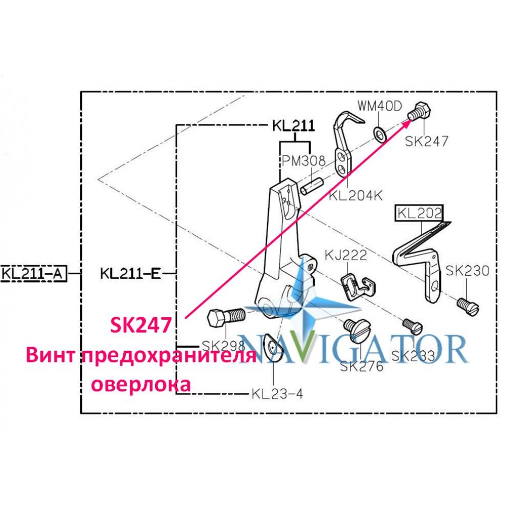 Гвинт запобіжника оверлока SK247