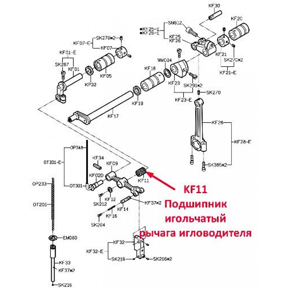 Підшипник голчастий важеля голководія KF11