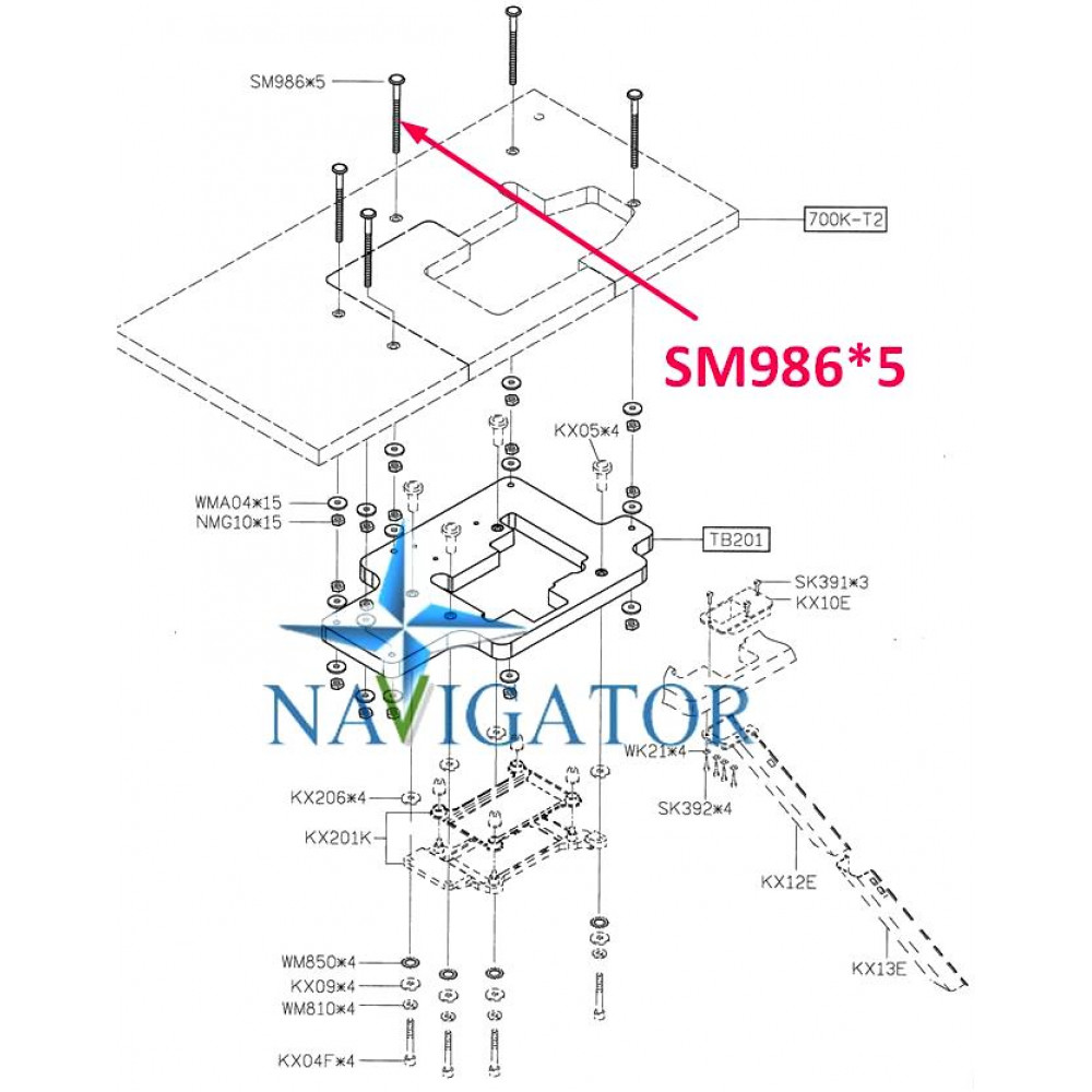 Гвинт SM986*5 для втопленого столу подовжений