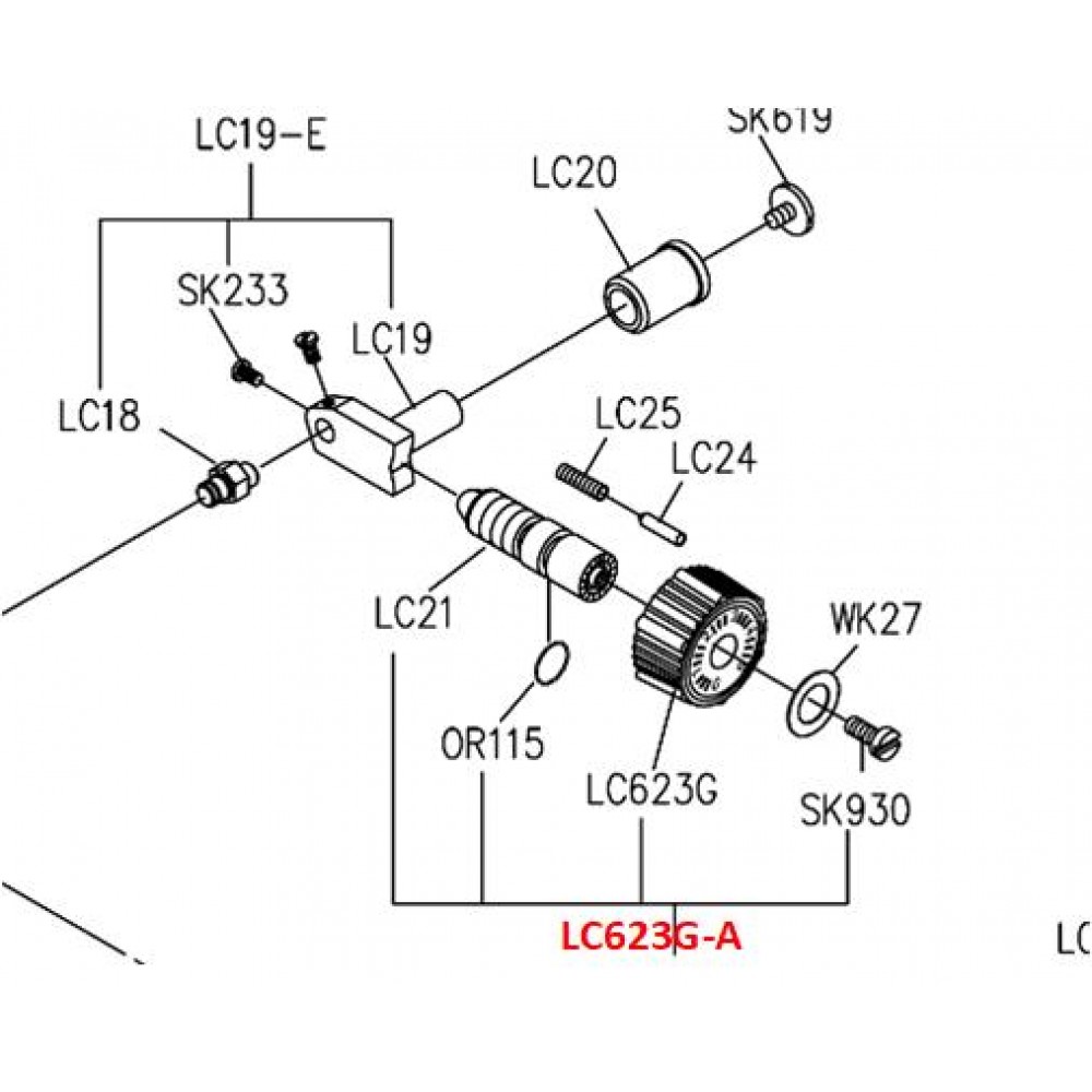 Рукоятка регулювання стібка LC623G-A