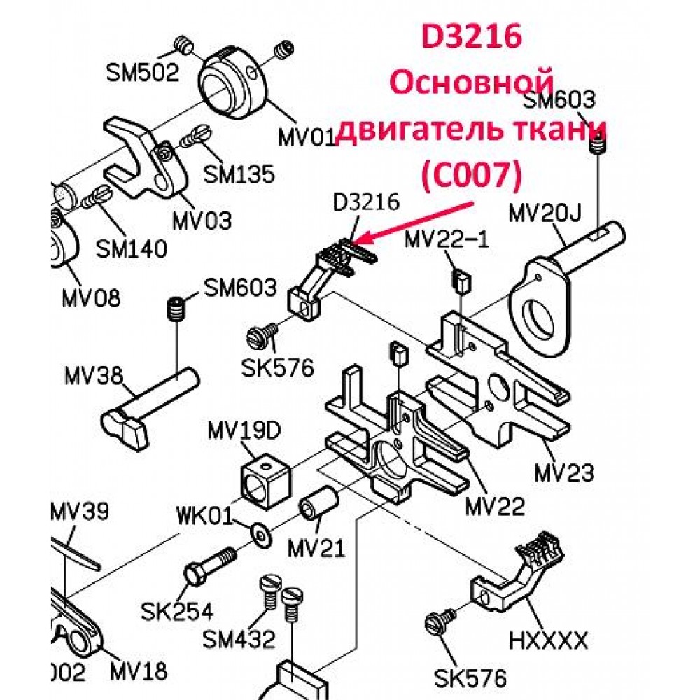 Основний двигун тканини D3216 (4.0 мм, 4.8 мм, 5.6 мм) CQ