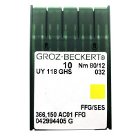 Иглы UY118GHS FFG/SES № 80 Groz-Beckert для распошивальных машин, трикотажные ткани 10 шт.