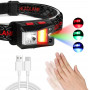 Ліхтар налобний WD159 c CREE L2+COB+RGB діодами акумуляторний з сенсором, на магніті