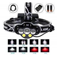 Ліхтар WD-018 налобний акумуляторний світлодіодний T6 + 2 XPE + 2 COB
