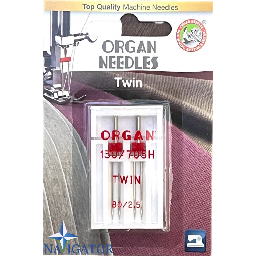 ИГЛА ДВОЙНАЯ УНИВЕРСАЛЬНАЯ ORGAN TWIN № 80/2.5 (2 шт)